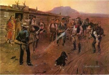Indiana Cowboy Painting - the tenderfoot 1900 Charles Marion Russell Indiana cowboy